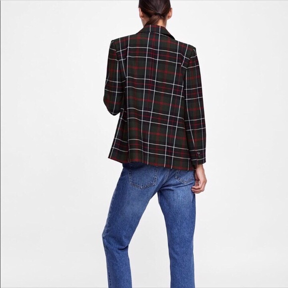 Zara Plaid Double-Breasted Blazer - Picture 2 of 8